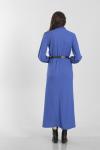 Mavi Uzun Kol Boğazlı Yaka Elbise