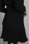 Siyah Kruvaze Yaka Mini Elbise