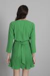 Yeşil Kruvaze Yaka Mini Elbise