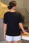 Siyah Önü Zincir Detaylı Yuvarlak Yaka T-shirt