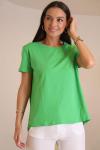 Yeşil Geniş Yakalı Renk Basic T-shirt