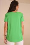 Yeşil Geniş Yakalı Renk Basic T-shirt