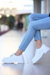 Beyaz Teri Cilt Bağcıklı Ayakkabı