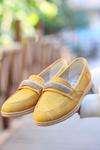Hardal Sarısı Feri Cilt Desenli Babet Ayakkabı
