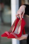 Kırmızı Gida Süet Stiletto Ayakkabı