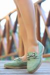 Mint Yeşili Celio Cilt Desenli Babet Ayakkabı