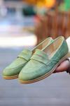 Mint Yeşili Ella Cilt Desenli Babet Ayakkabı
