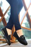Siyah Celio Cilt Desenli Babet Ayakkabı