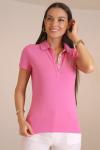 Pembe Kısa Kollu Yakalı T-shirt