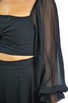 Siyah Bel Detaylı Şifon Mini Elbise