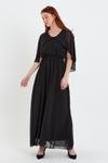 Siyah Şifon Pelerinli Trend Uzun Abiye Elbise