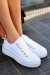 Beyaz Irena Keten Bağcıklı Spor Ayakkabı