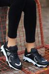 Siyah Diana Cilt Bağcıklı Spor Ayakkabı