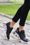 Siyah Funie Cilt Rugan Detaylı Bağcıklı Spor Ayakkabı