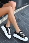 Siyah Irena Keten Bağcıklı Spor Ayakkabı