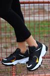 Siyah Mitar Cilt Holağramlı Bağcıklı Spor Ayakkabı