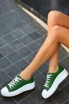 Yeşil Irena Keten Bağcıklı Spor Ayakkabı