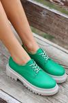 Yeşil Teri Cilt Bağcıklı Ayakkabı