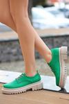 Yeşil Teri Cilt Bağcıklı Ayakkabı