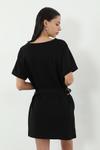 Siyah Kemer Çanta Detaylı Mini Elbise