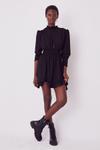 Siyah Kruvaze Büzgülü Mini Elbise