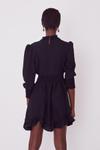 Siyah Kruvaze Büzgülü Mini Elbise