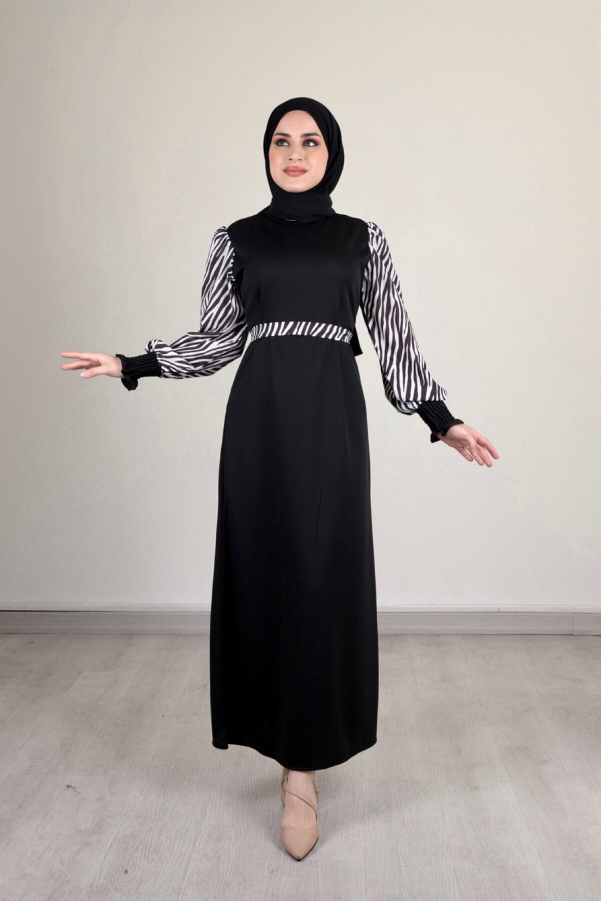 Zebra Desen Elbise - Ensa Tesettür