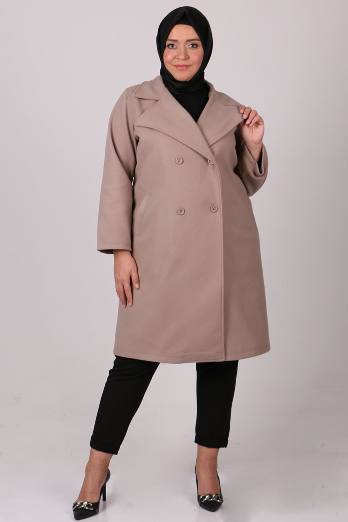Taş Büyük Beden Blazer Kaşe Kaban - Moda Rosa