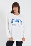 Beyaz Oversize Atlanta Pamuklü Sweatshirt
