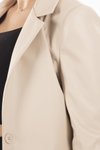 Taş Klasik Yaka Cep Görünüm Detaylı Astarlı Blazer Deri Ceket