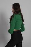 Yeşil Astarlı Crop Blazer Ceket