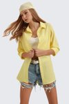 Limon Sarı Geniş Yaka Düz Gömlek