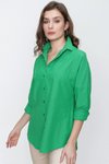 Yeşil Geniş Yaka Düz Gömlek