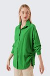 Yeşil İp Büzgülü Oversize Gömlek
