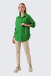 Yeşil İp Büzgülü Oversize Gömlek