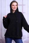 Siyah Oversize Kapüşonlu Sweatshirt