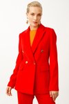 Kırmızı Blazer Düğmeli Kaşe Ceket