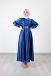 Alya Saten Mavi Abiye Elbise