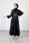 Alya Saten Siyah Abiye Elbise