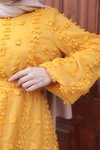 Sarı Ponpon Elbise