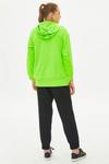 Neon Yeşil Kontrast Dikişli Kapüşonlu Sweatshirt