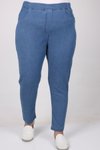 Büyük Beden Beli Lastikli Dar Paça Kot Pantolon - Açık Mavi