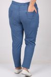 Büyük Beden Beli Lastikli Dar Paça Kot Pantolon - Açık Mavi