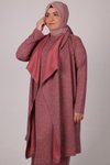 Gül Kurusu Büyük Beden Ceketli Takım Triko Elbise