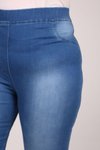 Mavi Büyük Beden Beli Lastikli Taşlamalı Dar Paça Kot Pantolon