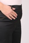 Siyah Büyük Beden Mat Deri Görünümlü Bol Paça Kot Pantolon