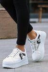 Beyaz Ziana Cilt Bağcıklı Spor Ayakkabı