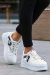 Beyaz Ziana Cilt Bağcıklı Spor Ayakkabı