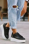 Siyah Donx Cilt Bağcıklı Spor Ayakkabı