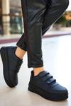 Siyah Pagin Cilt Cırt Cırtlı Spor Ayakkabı